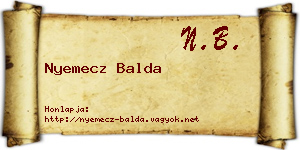 Nyemecz Balda névjegykártya